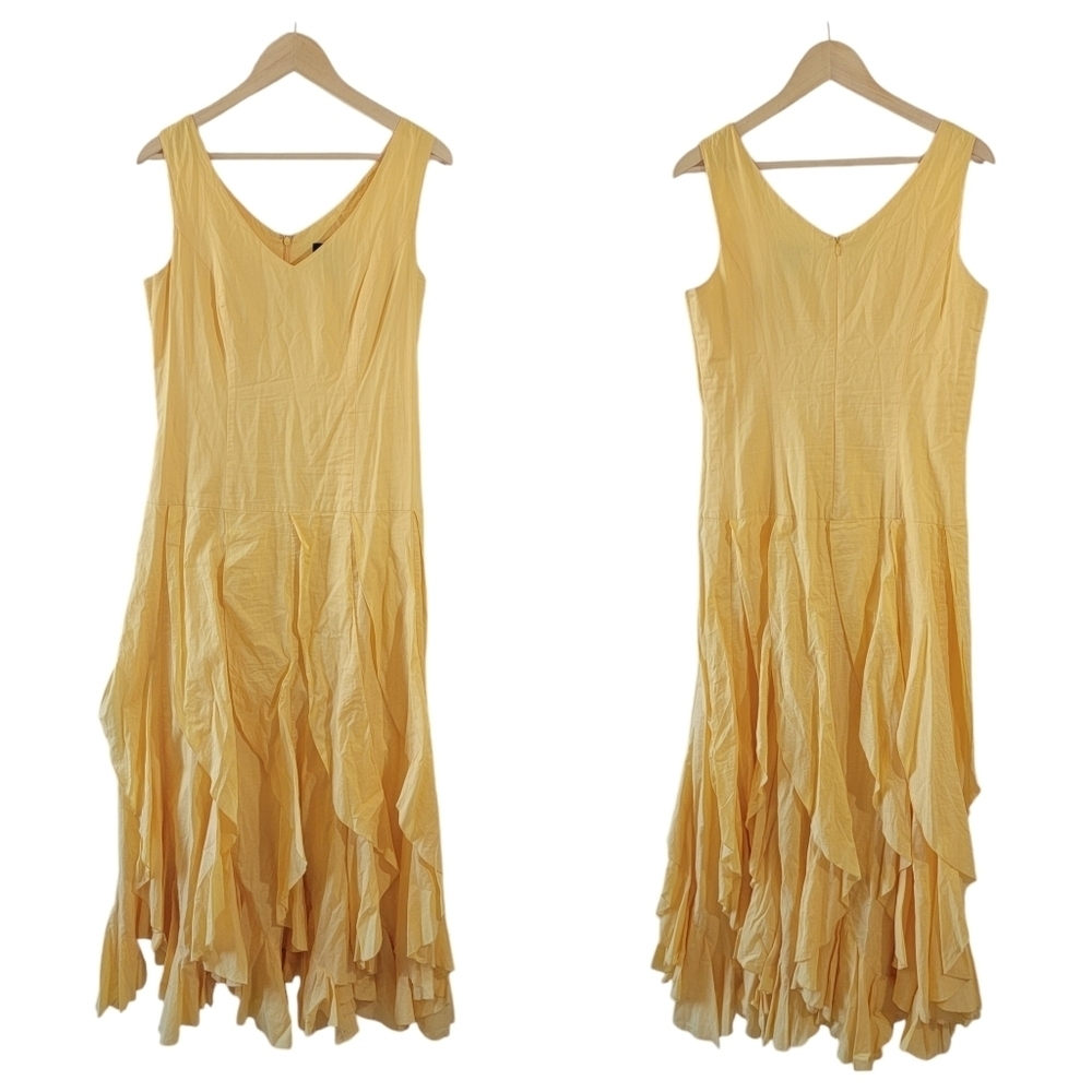 Metrostyle Womens Yellow Sleeveless Tiered Ruffle Asymmetrical Fairy Dress 8T